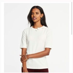 NWOT Ann Taylor Short Sleeve Black Top with Bow